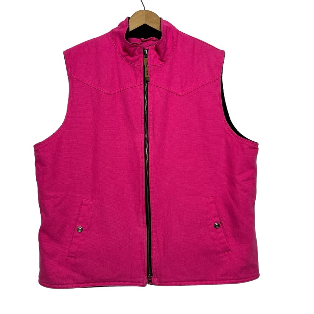 ROPER Houston Rodeo Livestock Committee Pink Canvas Quilt Fleece Vest - Picture 3 of 13